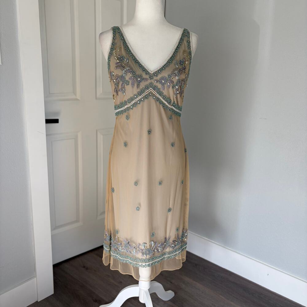 Vintage Great Gatsby Inspired Roaring 20s Beaded Formal Midi Dress